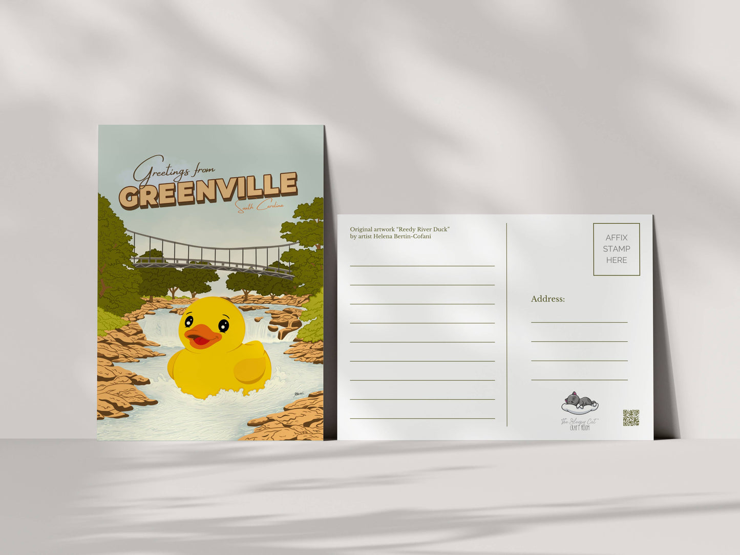 Greetings from Greenville – Reedy River Duck Postcard