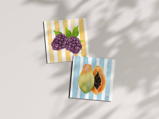 Blackberries - Fresh Fruit Art Print (6x6) | Watercolor Wall Decor