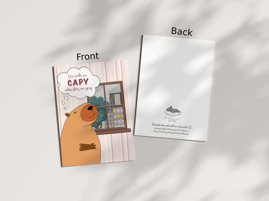 Capybara Love Card | “You Make Me Capy” Cute Romantic Card