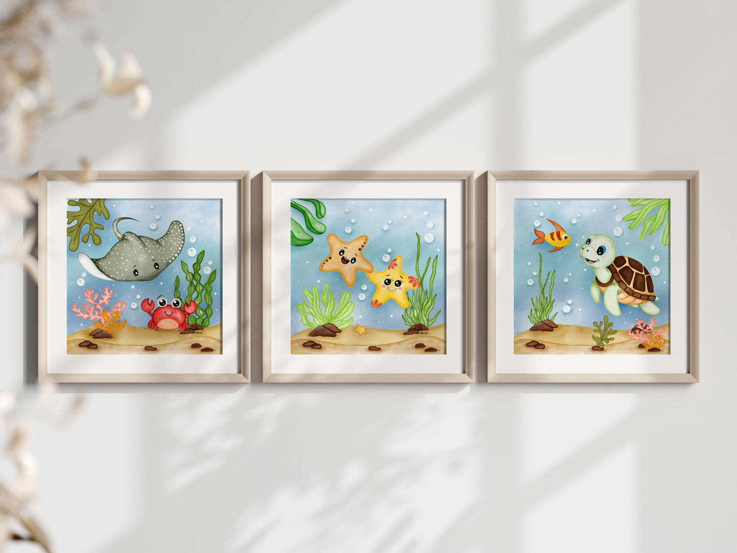 Wonders of the sea - Art Prints (8x8) | Watercolor Nursery and Kids Room Decor