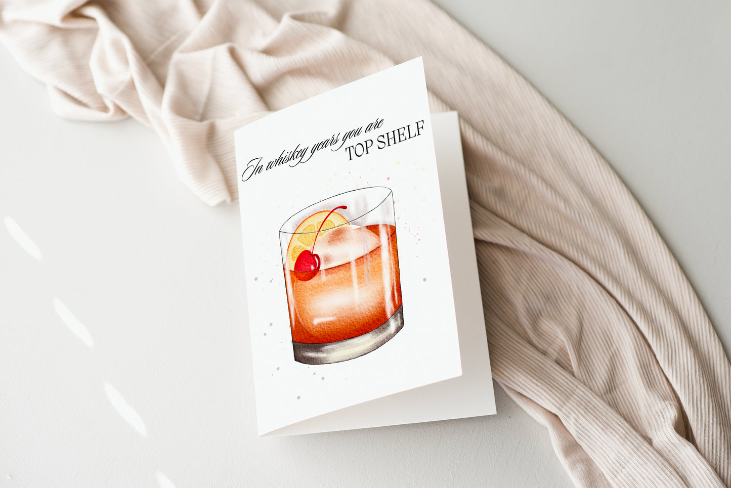 Whiskey Birthday Card – Funny “Top Shelf” Card for Whiskey Lovers