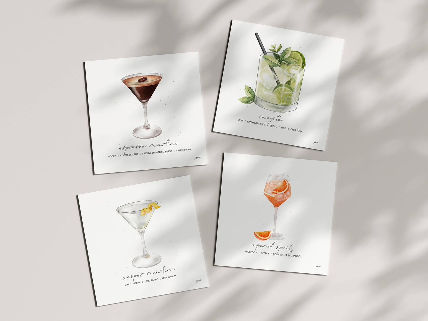 Espresso Martini - Cocktail Art Print (8x8) | Watercolor Bar Decor