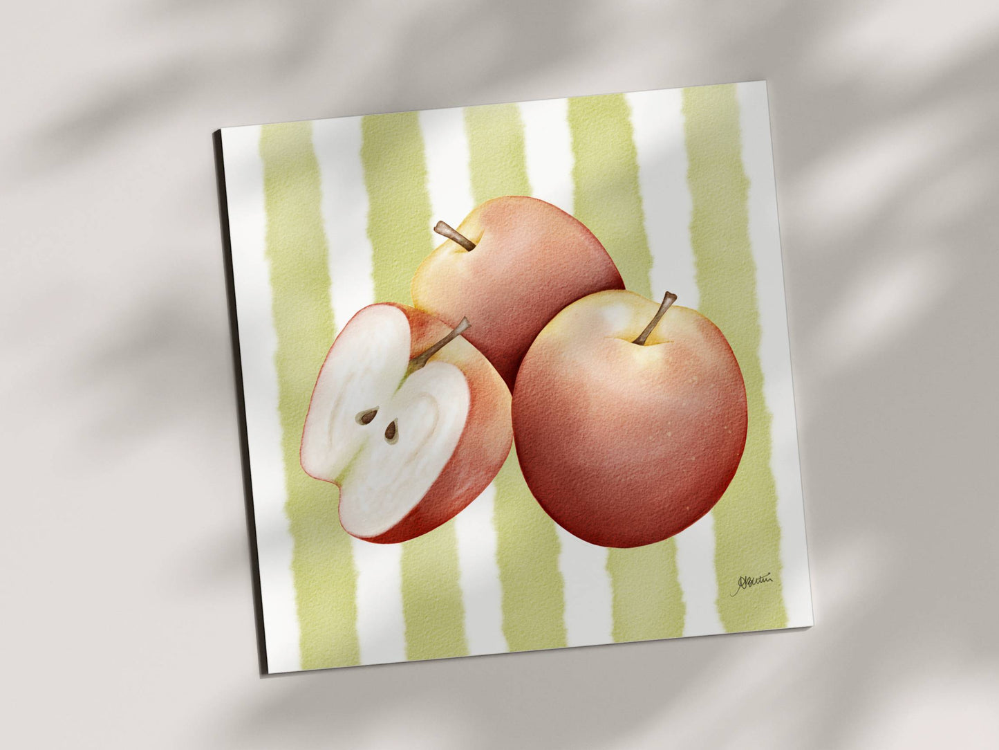 Apples - Fresh Fruit Art Print (6x6) | Watercolor Wall Decor