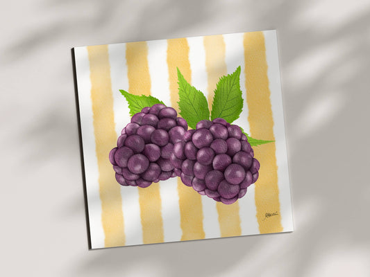 Blackberries - Fresh Fruit Art Print (6x6) | Watercolor Wall Decor