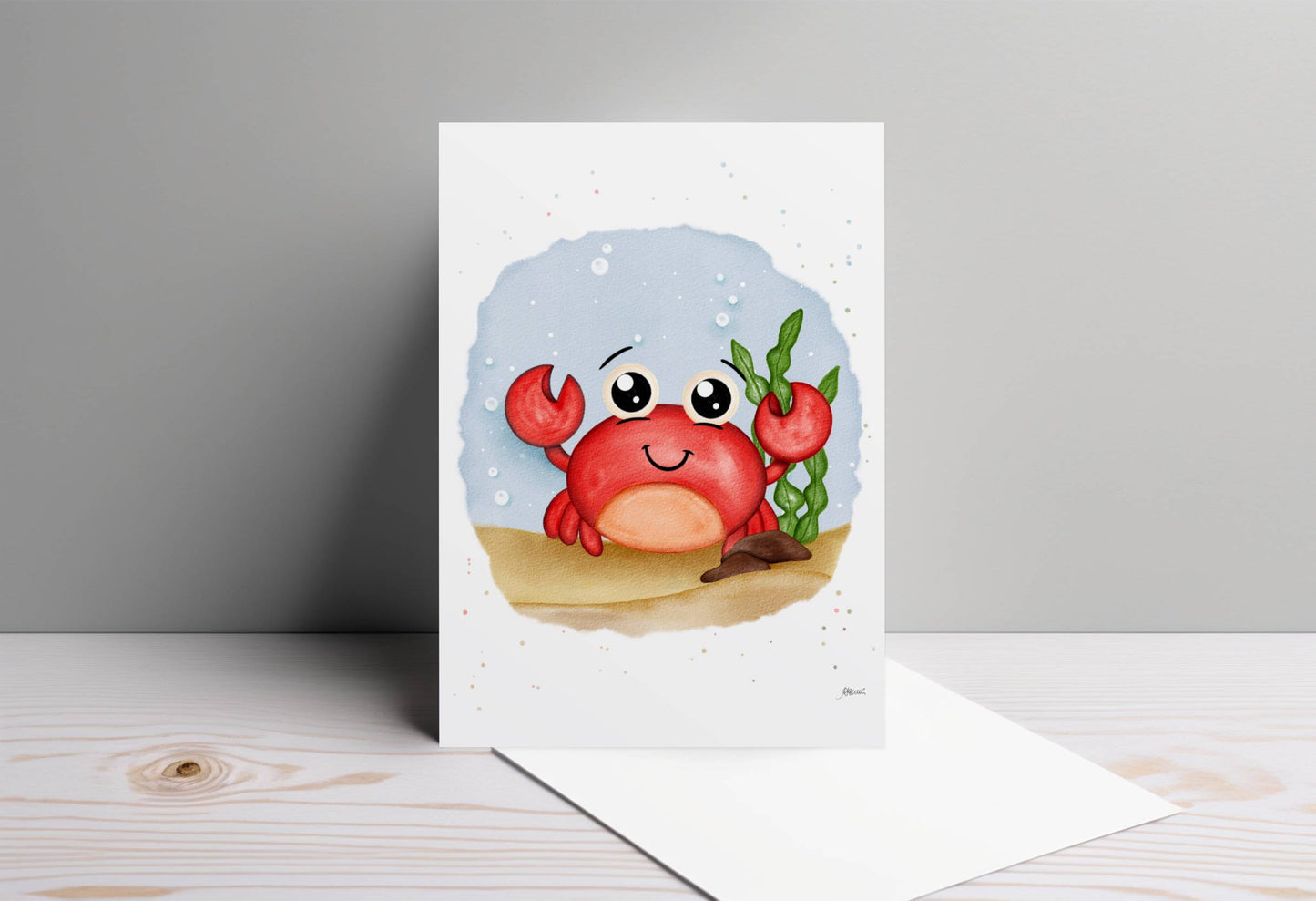 Crab Greeting Card | Ocean Art Card, Everyday Card