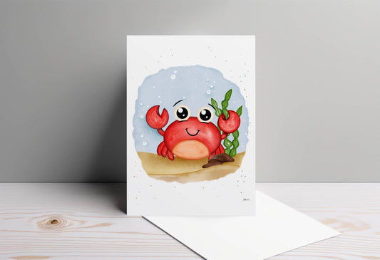 Crab Greeting Card | Ocean Art Card, Everyday Card
