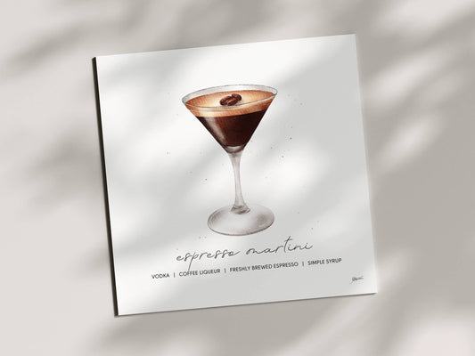 Espresso Martini - Cocktail Art Print (8x8) | Watercolor Bar Decor