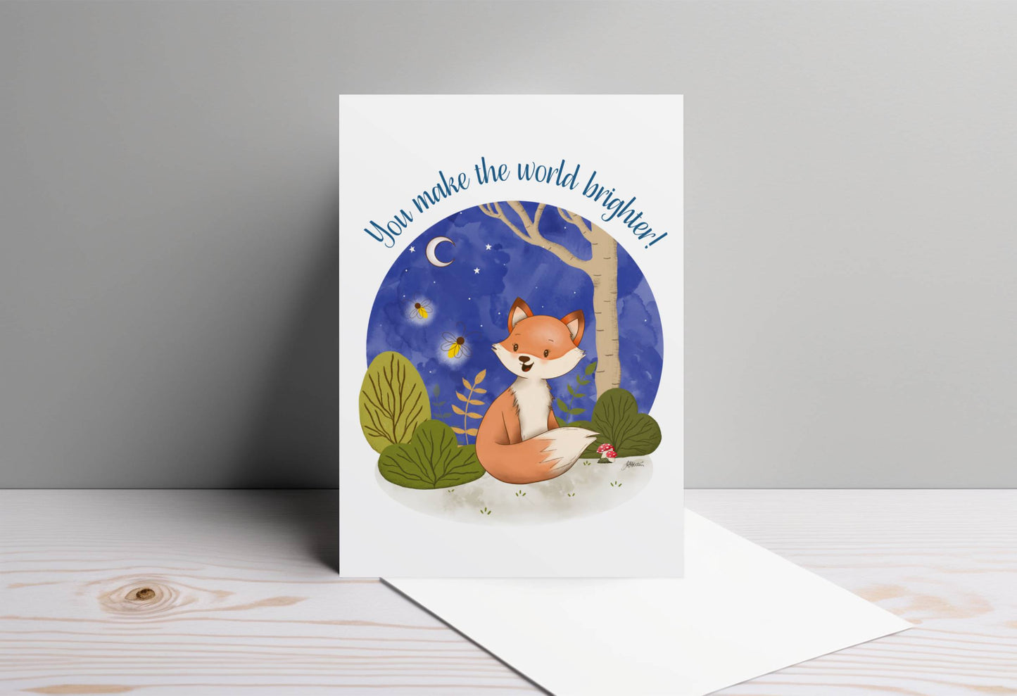 Fox & Fireflies | Whimsical Greeting Card for Any Occasion