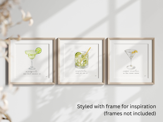 Caipirinha - Cocktail Art Print (8x8) | Watercolor Bar Decor