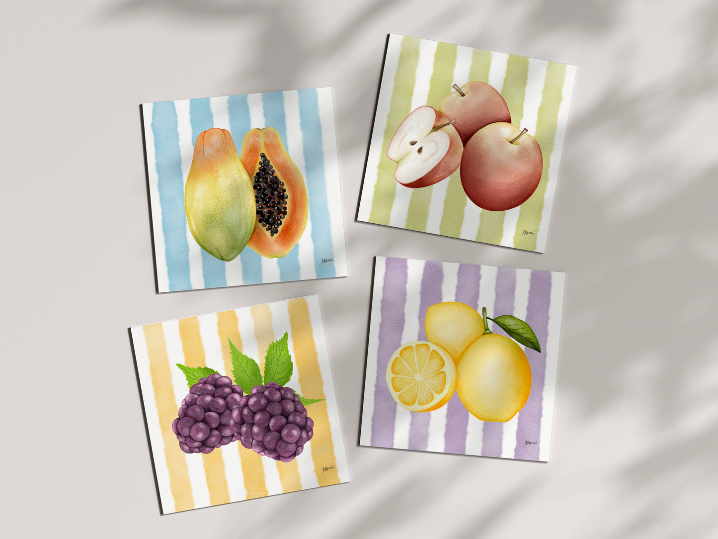 Papaya - Fresh Fruit Art Print (6x6) | Watercolor Wall Decor