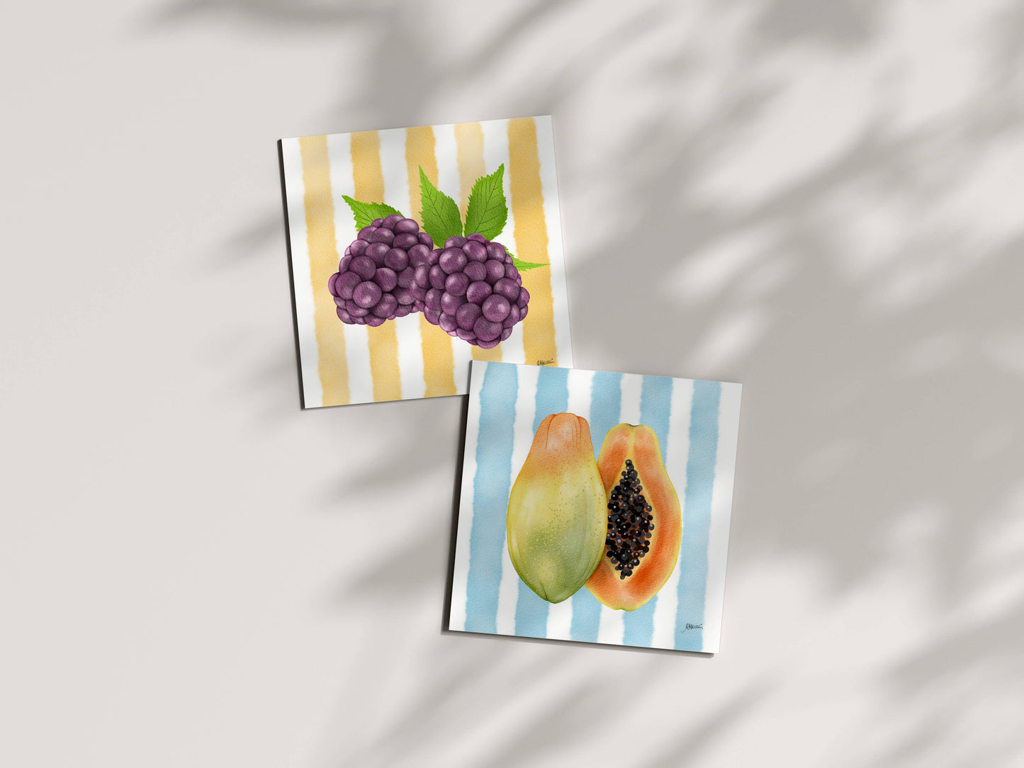 Fresh Fruits Art Collection - Complete Art Prints Set (6x6) | Watercolor Wall Decor