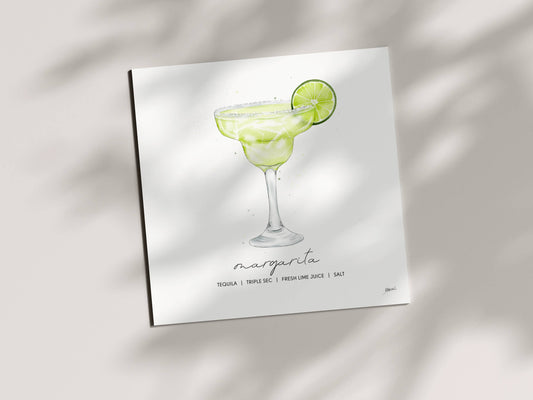 Margarita Cocktail Art Print (8x8) | Watercolor Bar Decor