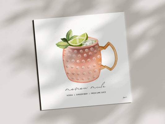 Moscow Mule - Cocktail Art Print (8x8) | Watercolor Bar Decor
