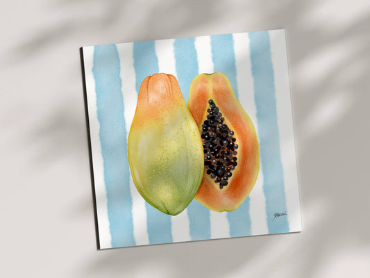 Papaya - Fresh Fruit Art Print (6x6) | Watercolor Wall Decor