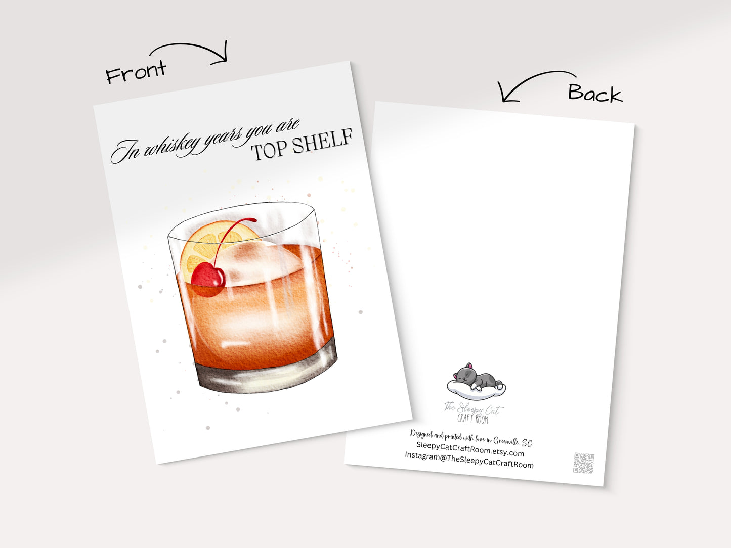 Whiskey Birthday Card – Funny “Top Shelf” Card for Whiskey Lovers