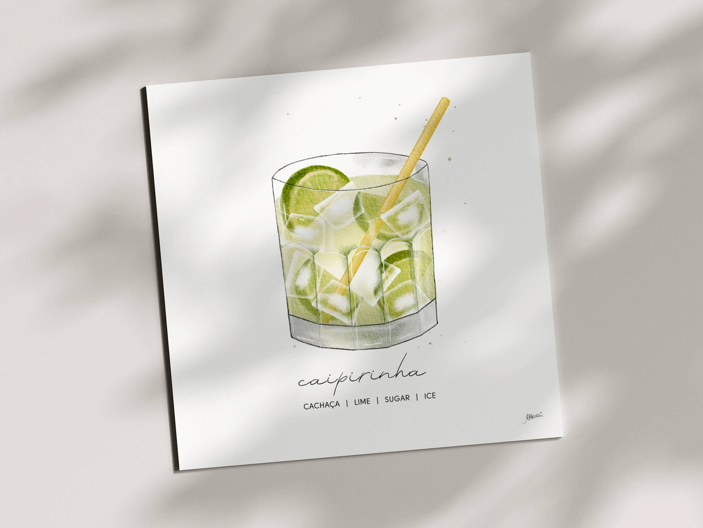 Caipirinha - Cocktail Art Print (8x8) | Watercolor Bar Decor