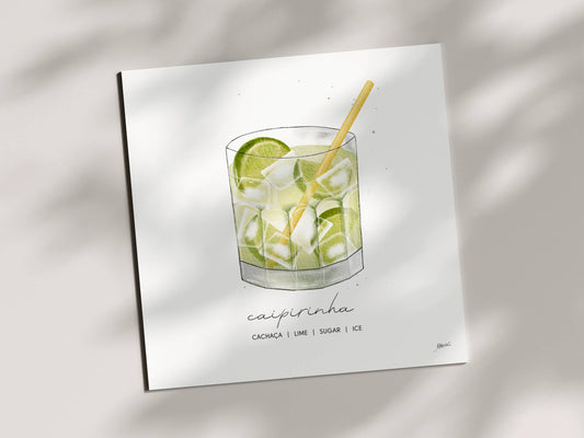 Caipirinha - Cocktail Art Print (8x8) | Watercolor Bar Decor